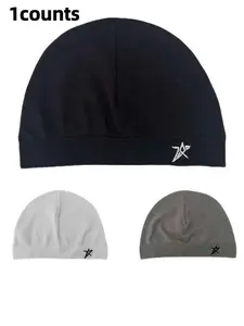 Star Embroidered Satin Lined Skull Cap, Adjustable High-Quality Elastic Design, Unisex Simple Eternal Style, Perfect Travel Companion, High Quality Hat, Skull Beanie Hat