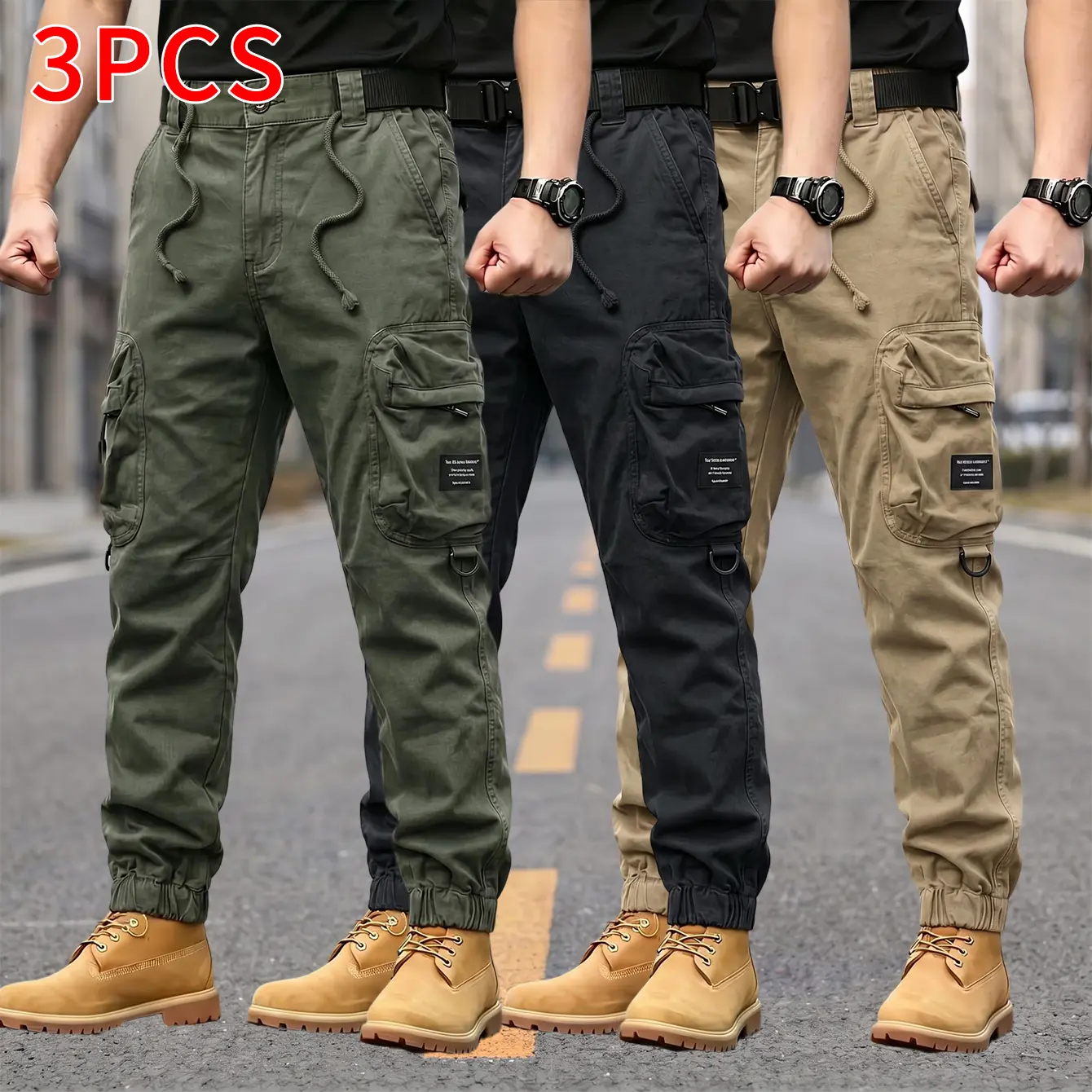 Men’s fashion tactical cargo pants, casual regular fit, multi-pocket design, durable material—ideal for travel, hiking, and outdoor activities; a perfect choice for spring and autumn outdoor use.