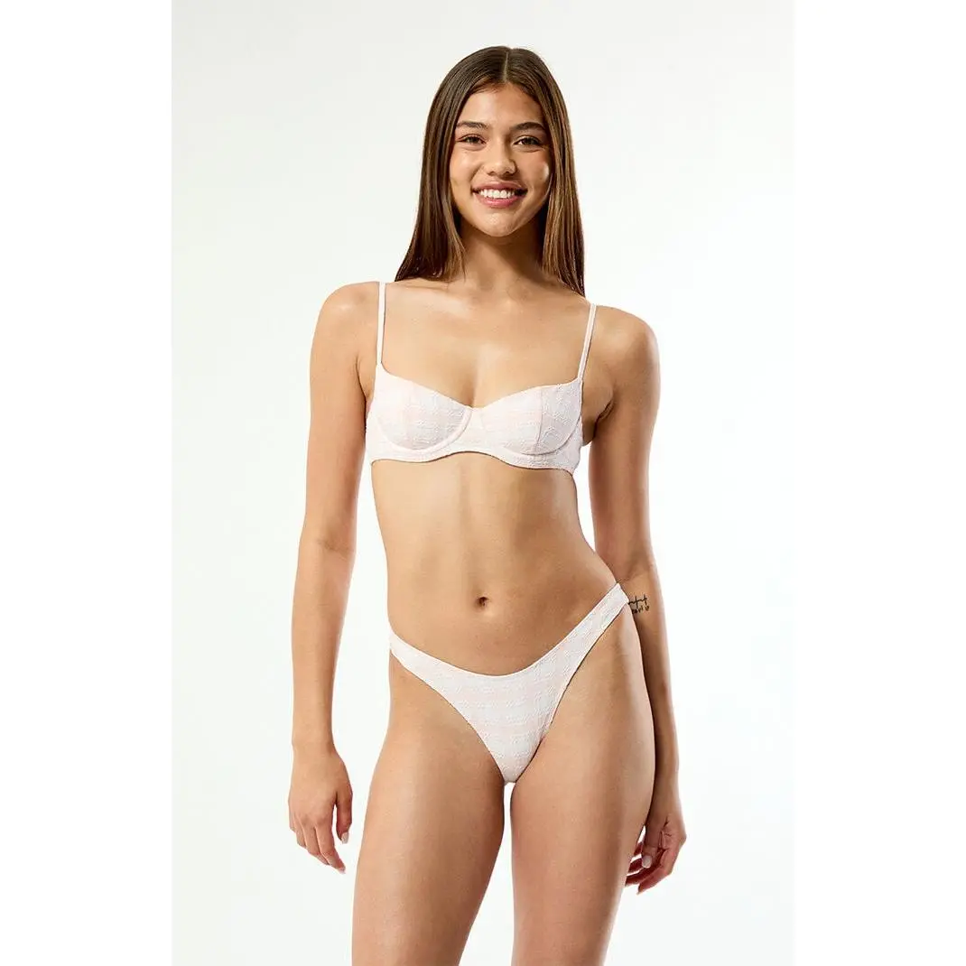 Pacsun Women's Pink & White Plaid Madison Underwire Bralette Bikini Top