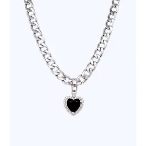 The Chunky Black Sweetheart Chain