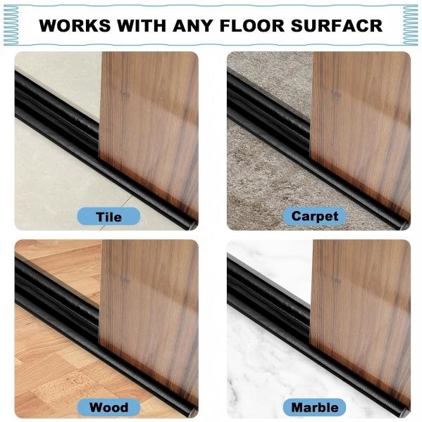 96cm Black Twin Door Draft Stopper, Cuttable Washable Under Door Noise Blocker, Windproof Dustproof Door Bottom Seal Strip, Party Gift Home Accessory