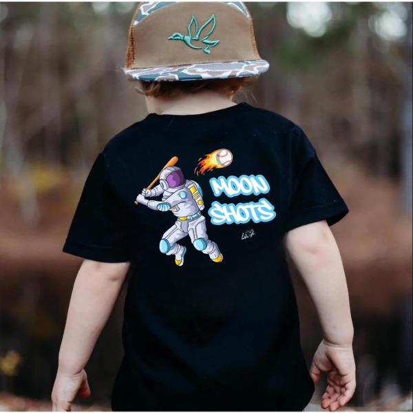 Youth and Adult Moon Shot Youth Tee, Youth Casual Wear, Gift For Son And Daughter, Baseball Drip Tee, Baseball Lifestyle Youth Clothes, Baseball Stuff For Boys Girls, Game Day Clothing