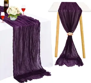 Purple Cheesecloth Table Runner Gauze Table Runner 10FT Plum Table Cloth Runner for Wedding Birthday Rustic Table Runners Cheese Cloth Halloween Table Runner Bridal Party Table Decorations