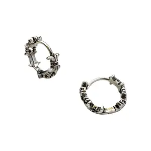 13mm Anchor Small Hoop Earrings for Men Women,Streetwear Hip Hop Punk Unisex Earrings