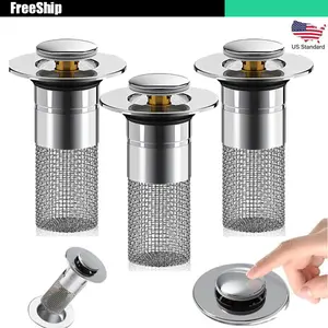 SUS304 Bathroom Sink Drain Filter, Removable Stainless Steel Hair Catcher Mesh Basket, Traps Hair & Soap Scum, Fits 0.8-1.3 Inch Drains