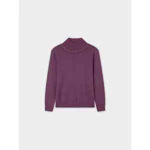 Beaded Turtleneck-Purple