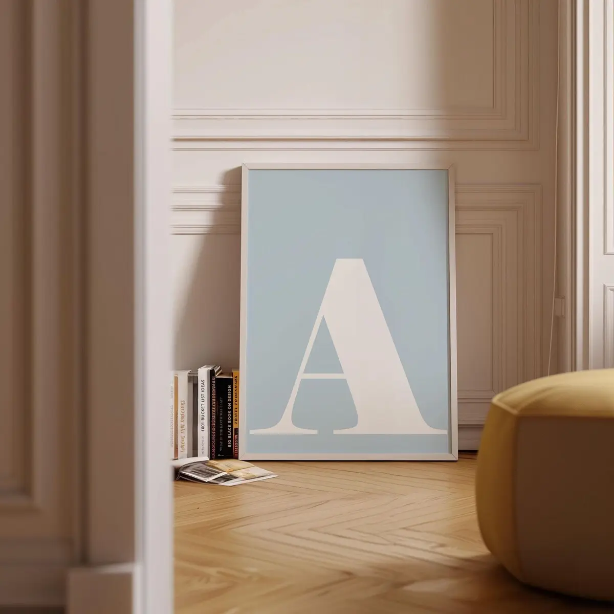 Letter a Print - Single Letters Poster - Light Blue Wall Art - a Poster - Big Letters for Wall - Alphabet Letter Art - Letters for Nursery, Room Decor, Unframed