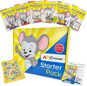 ABCmouse Starter Pack School Readiness Edition: All-in-One Essential Kindegarten Skills Learning Suite – 6 Interactive Workbooks, 3 Sticker Sheets, Level 1+, Pre-K to Kindegarten, Ages 3-5