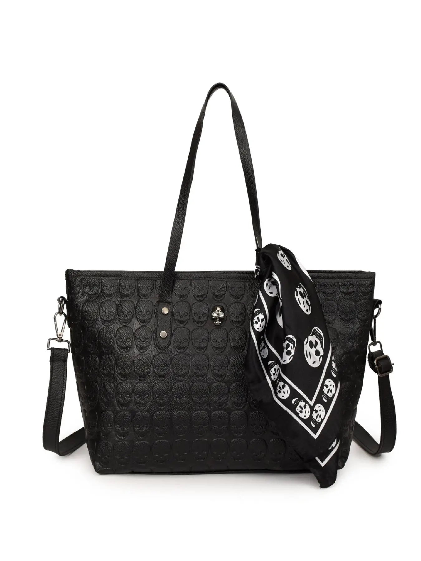 Women's Street Trend Skull Engraved Tote Bag, Trendy Large Capacity Vintage Tote Bag, Chic All-match Shoulder Bag for Daily & Work Use