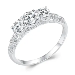Presentski Light Luxury synthetic Moissanite Ring  with  Sterling Silver  925 band Inlaid Zircon