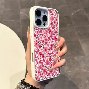 Magnetic Compatible Case for iPhone 17 16 E Pro Max 15 Plus 14 13 12 11 XS XR, Pastel Pink Floral Print | Silicone, Lightweight, Aesthetic, Scratch Resistant, and Cute Protection