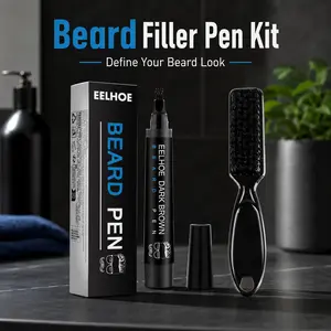 Beard Filler Pen Kit for Men - Waterproof & Sweat-Proof Long-Lasting Oil Wax Base - Natural Finish for Beard Eyebrow & Scalp - Easy Application & No Smudging - Perfect for Daily Use-Holiday gifts, Father's Day Gifts