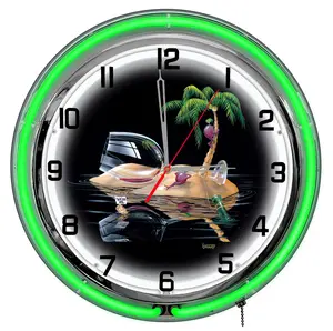 212 MAIN GODNC14-05 Lost In Paradise 14 in. Blinking Neon Clock - Resin Housing, Michael Godard Artwork, Home Decor, Den & Bar Use, Ideal Gift Item