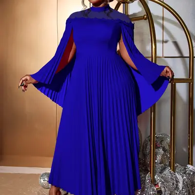 shein royal blue dresses plus size SHEIN Lady Plus Size Women's Elegant Royal Blue Knitted Round Neck Flowy Long Sleeve Dresses,Autumn Curve Cocktail Masquerade Ball Dress White Valentine's Day