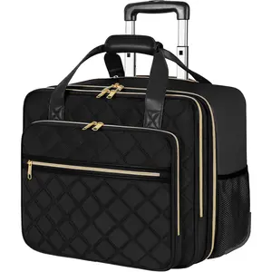 Rolling Laptop Bag Women, Rolling Briefcase for Women, 17.3 Inch Laptop Bag with Wheels Rolling Computer Bag Laptop Case for Work Travel College Business Wife Mom Teacher, Black