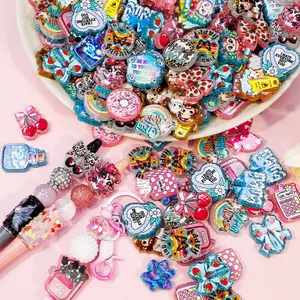 30pcs Random cartoon style acrylic beads (Mainly cartoon characters), perfect for use with beadable pens and beadable keychains.