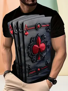 Men's Summer 3D Digital Print T-Shirt - Casual Streetwear Top, Street Style Regular Fit, Stretch Comfort Polyester, Casual Short Sleeve Pullover, Round Neck, Suitable for Outdoor Activities, Bold Graphic Tee