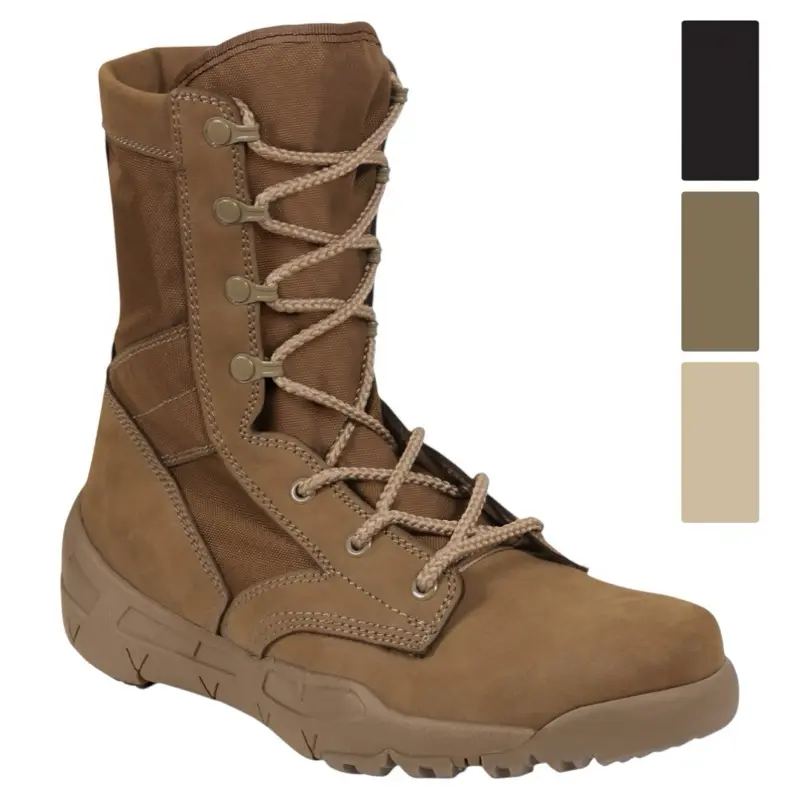 Rothco Men's V-Max Lightweight Tactical Lace-Up Boots - 8.5in Round Toe Closed Cross-Training Shoe, Nylon Fabric Build, Removable EVA Insole, 2 Screen Air Vents, Padded Support, Rubber Cloth Laces, Walking Shoes