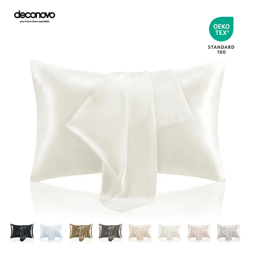 Deconovo Luxury 100% Mulberry Silk Pillowcase - 22 Momme 6A Grade, 20x26 Standard Size, Envelope Closure, OEKO-TEX Certified, Recycled Materials, Soft Skin-Friendly Eco-Conscious Cooling Bed Linens, Hand Wash Only, Night Routine Essential for Hair Care, H