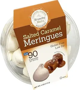 Krunchy Melts Original Meringue Cookies | Salted Caramel Flavor | Only 90 Calories Per Serving | Low Fat, Gluten Free, Dairy Free (4 Oz)