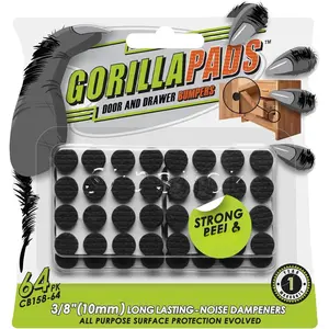 GorillaBumperPads  Cabinet Door Bumpers 3/8" Round Non Slip Pads, Cabinet Stoppers, Bumpers for Drawers, Cupboards,  Boards, Glass Tops, Picture Frames, 64 Gripper Dots