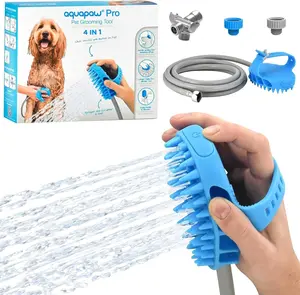 Pet Bathing Dog Washing Station Sprayer and Scrubber Tool in One with Hose and Dog Shower Attachment