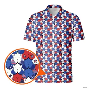 Eyes Up Here - American Tatas 4th of July US Flag Funny Pattern Men's Bogey Golf Ball Polo Shirt Masters Golf Tennis Polo Tops Masters Tournament Shirt 2026 GPA Championship Performance Outdoors Sport Shirt, Ideal Gift for Dad Golfers Hunting Season
