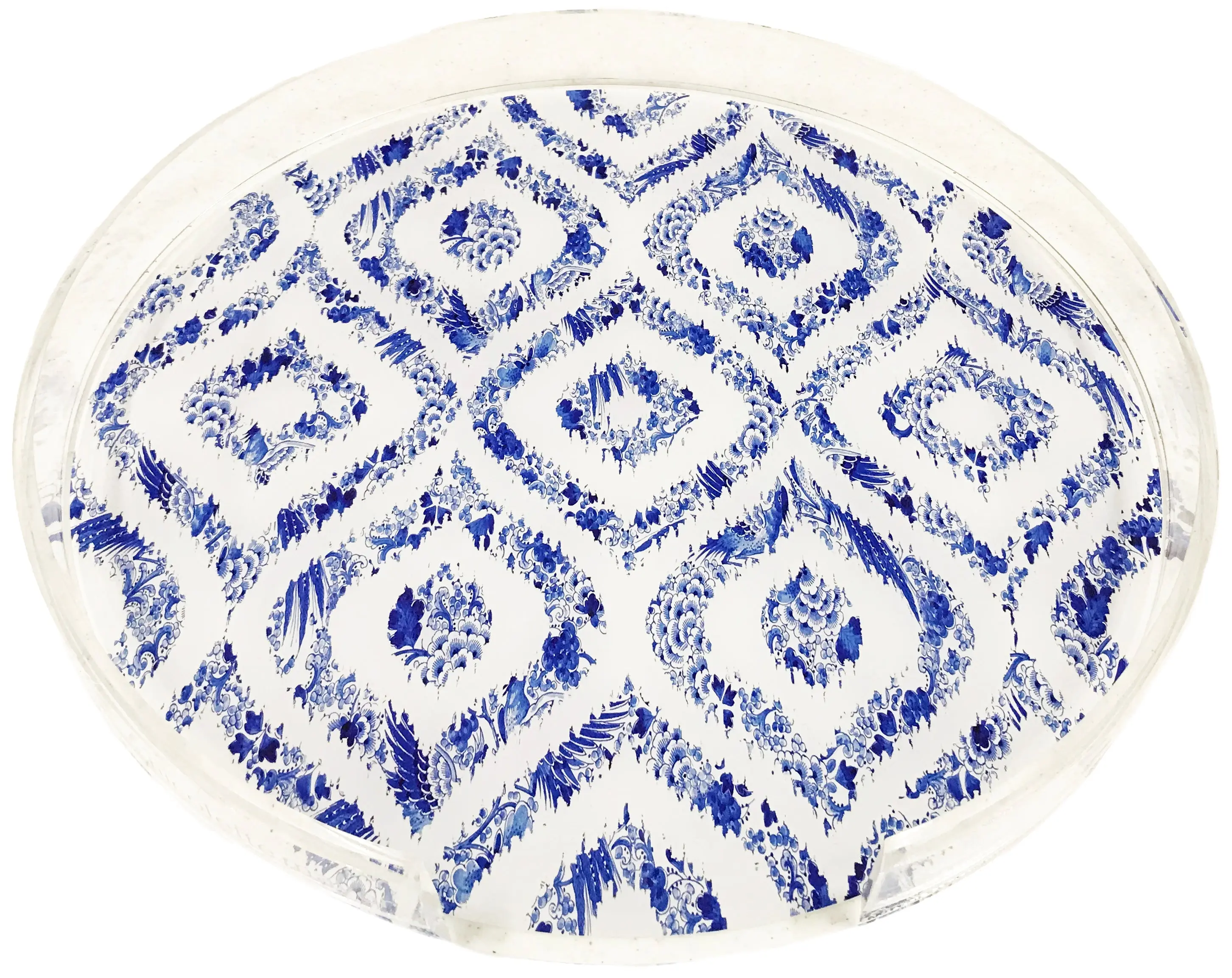 Royal Delft Ikat White Acrylic Round Placemat Tray