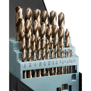 VEVOR Cobalt Drill Bit Set, 29 Pcs, M35 High Speed Steel Cobalt Drill Bits with Storage Case, for Drilling Metal, Stainless Steel, Aluminum Alloy, Wood, Plastic, for Professional Work and Home DIY