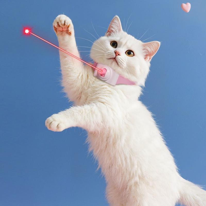 Cat Laser Collar Rechargeable Motion Activated Interactive Kitten Toy Intelligent LED Necklaces Cat Accessories