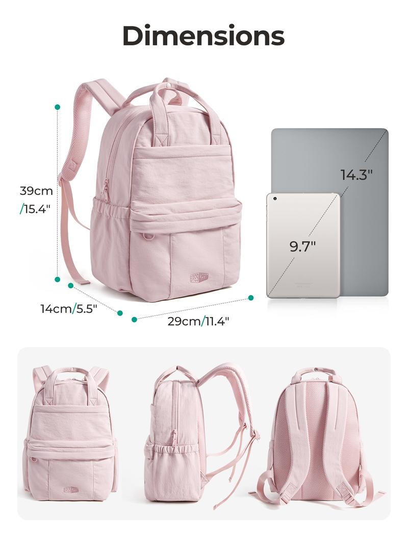 【NEW IN】BAGSMART Chic 15.8L Waterproof Casual College Backpack Fits 14.3" Laptop & 40 oz Water Bottle Lightweight 0.84lbs Travel Backpack for Adults TikTokShopHolidayHaul