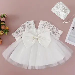 Baby Flower Girls Dress Christening Baptism Formal Gown Embroidery Paqeant Party Wedding Lace Dresses