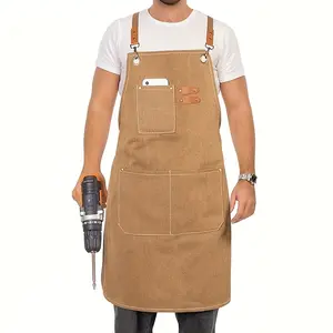 Heavy-Duty Waterproof Canvas Apron for Craftsmen, Electricians, Carpenters, Barbers, Chefs, Florists & Tattoo Artists - Black