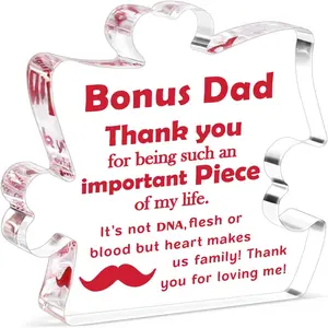 Step Dad Gifts for Christmas Bonus Dad Step Dad Gifts from Daughter Son, Xmas Stocking Stuffers Birthday Present for Bonus Dad Father In Law, Thank You Bonus Dad Acrylic Plaque Desk Decoration Sign