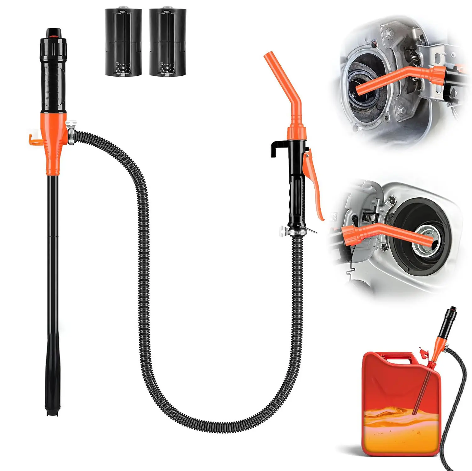 Automatic Battery Operated Fuel Transfer Pump, Portable Handheld Fuel Pump for Gasoline, Diesel, Antifreeze, Light Oil, Soap, Chemical Insecticides, Detergents, Deodorants