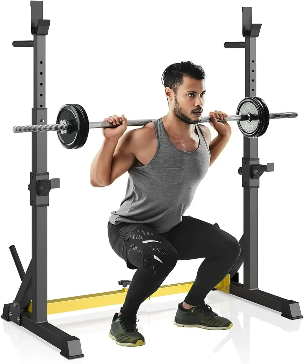 Arlopu Multifunctional Squat Rack Stand, Weight Rack for Home Gym, Weight Press Rack with Barbell Storage,  Adjustable Dumbbell Rack,570 lbs,Strength Training summerwins