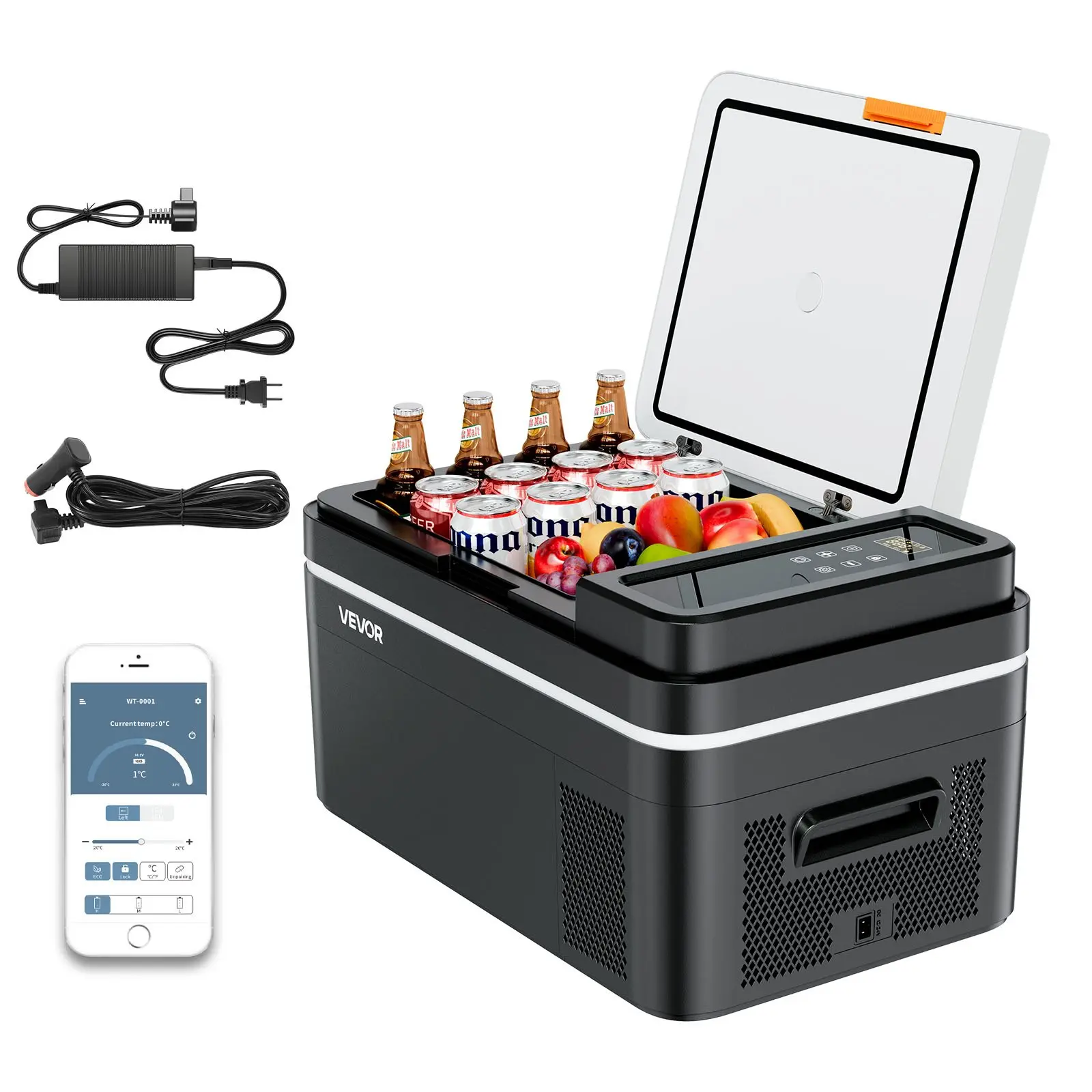 【Summerfinds】VEVOR Car Refrigerator, DC 12/24V AC100-240V Compressor Electric Cooler, -4 ° F to 68 ° F Car Fridge with APP Control, 23 QT Cars Freezer for RVs, Campsites, Boats, Camping, Fishing, 45W Portable Freezer Picnic Cooker Ice Box