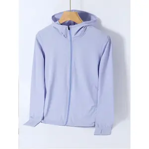 Summer Thin Ice Silk Women's Sunscreen Jacket With Front Zipper, Upf 50+ Fishing Clothes, Couples Sun Protection Clothing Spring