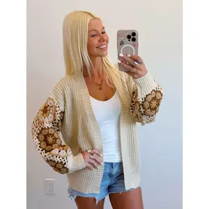Neutral Crochet Sleeve Cardigan