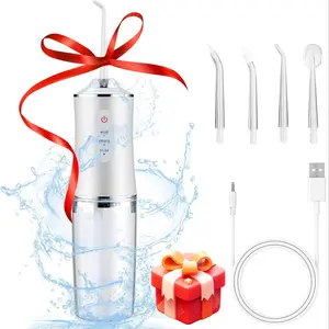 Portable Electric Water Flosser, 3 Modes & 4 Nozzles Rechargeable Design, for Effective Teeth Cleaning and Gum Care at Home or Travel, Suitable for Men&Women&Famliy, Waterproof, Water Dental Flossers, Holiday Present&Famliy Gift