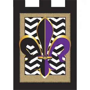 Jozie B  Burlap Two Colored Fleur De Lis Flag, Large, Gift
