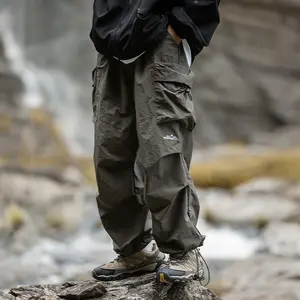 Spring New Double-Pleated Large Pocket Parachute Cargo Pants - Japanese Loose Fit Outdoor Techwear Water-Repellent Casual Trousers
