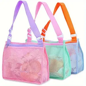 Beach Toy Mesh Beach Bag Kids Shell Collecting Bag Beach Sand Toy Seashell Bag for Holding Shells Beach Toys Sand Toys Swimming Accessories for Boys and Girls(Only Bags)