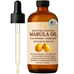 Marula Oil | 100% Pure, Cold-Pressed & Unrefined | Marula Oil for Face, Skin & Hair – Rich in Omegas 6, 7 & 9 – Helps Improve the Look of Fine Lines & Wrinkles | 4 fl oz Glass Bottle Hydrating