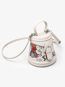 New Cute Cartoon Pattern Handbag for Women, Graffiti Bucket Casual Shoulder Crossbody Bag, Perfect Birthday Gift and Daily Use, Flap Crossbody Purse