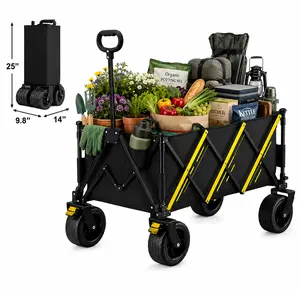 550 LBS Heavy Duty Collapsible Wagon Cart, Foldable Portable Lightweight Utility Trolley with All-Terrain Wheels and Flexible Handle for Camping, Garden, Grocery Shopping, Sports | Collapsible Wagon Carts  | Shop cart | Labor day