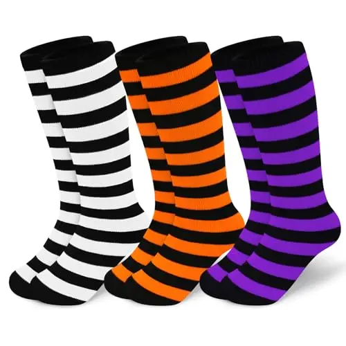3 Pack Striped Black Purple, Orange, Whi