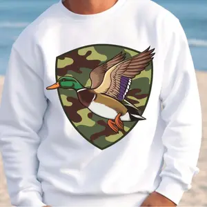 Camo Mallard Duck Sweater, Camouflage, Hunting Season, Vintage Gift for Hunter, Unisex T-shirt, Sweatshirt, Hoodie