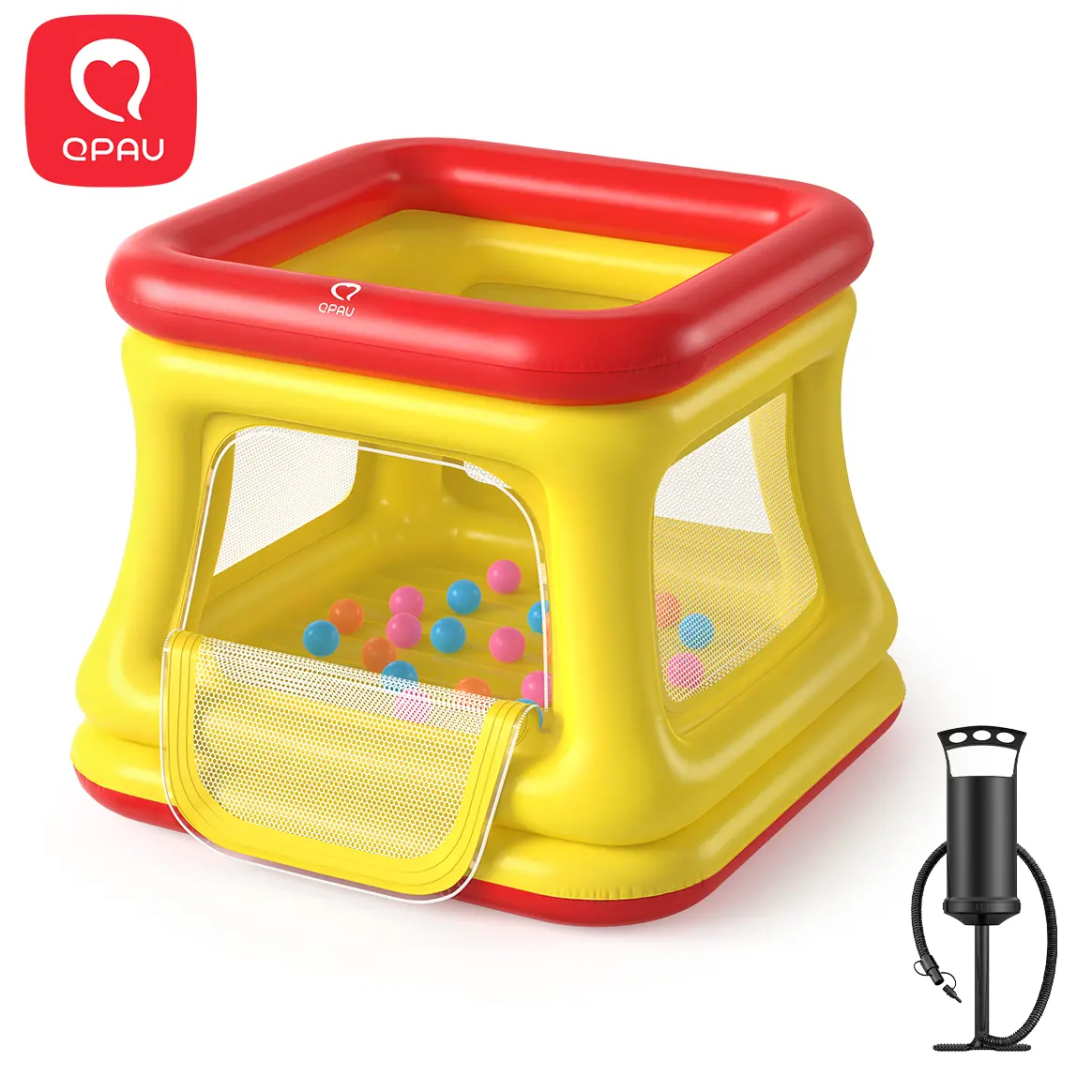 QPAU 3-in-1 Inflatable Bounce House for Toddlers 1-3, Ball Pit & Trampoline Playpen with Pump & Safety Net, Indoor-Outdoor Baby Home Playground Equipment, Kid's Birthday Gift homeessentials, back to school