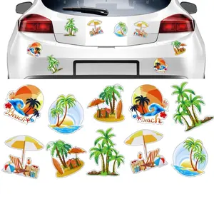 10 Pieces Palm Tree Refrigerator Magnet Fridge Stickers Decorative Tropical Hawaii Beach Theme for Stateroom Door Mailbox Car Locker Summer Decor